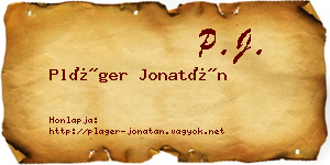 Pláger Jonatán névjegykártya